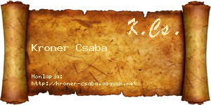 Kroner Csaba névjegykártya
